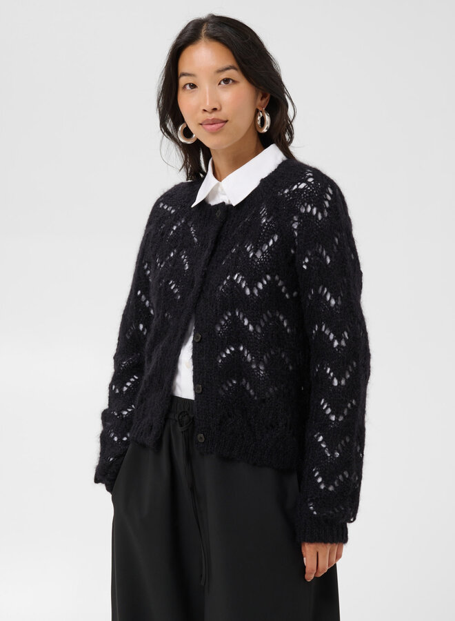 Cardigan Part Two Dinah en mohair ajouré noir