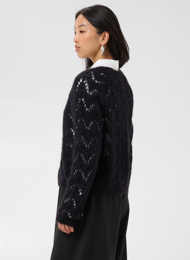 Cardigan Part Two Dinah en mohair ajouré noir