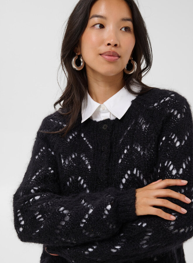 Cardigan Part Two Dinah en mohair ajouré noir