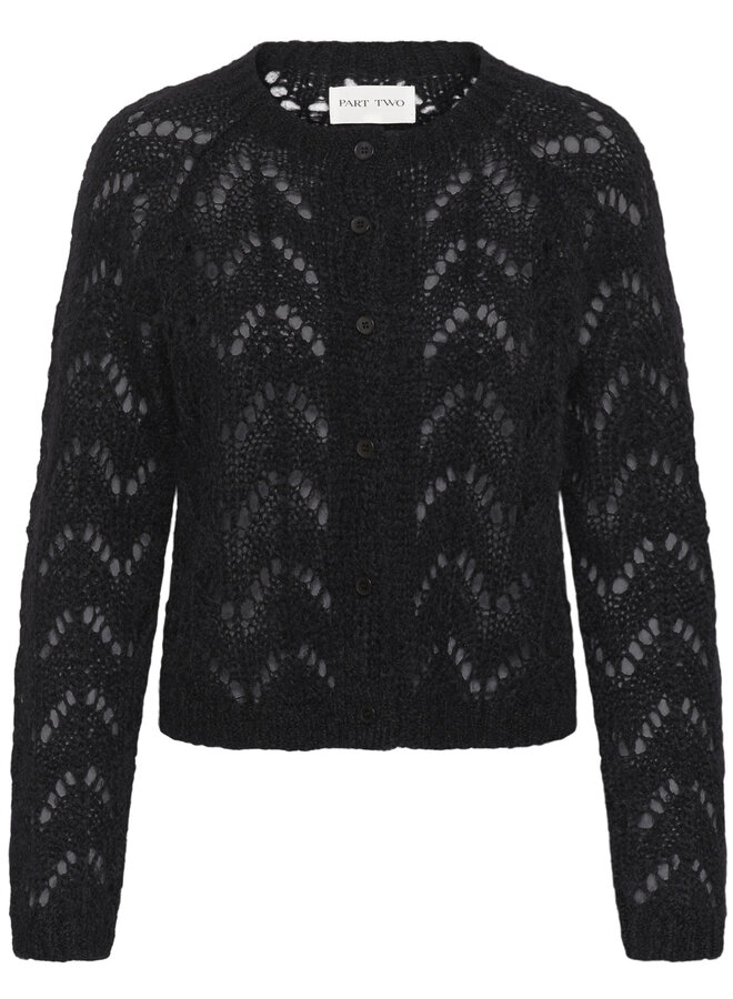 Cardigan Part Two Dinah en mohair ajouré noir