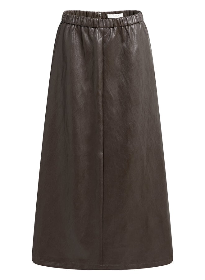 Jupe midi Yaya en cuir vegan brune