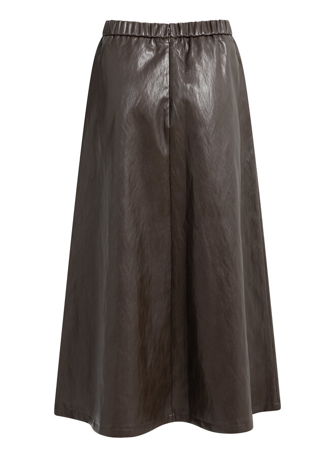 Jupe midi Yaya en cuir vegan brune