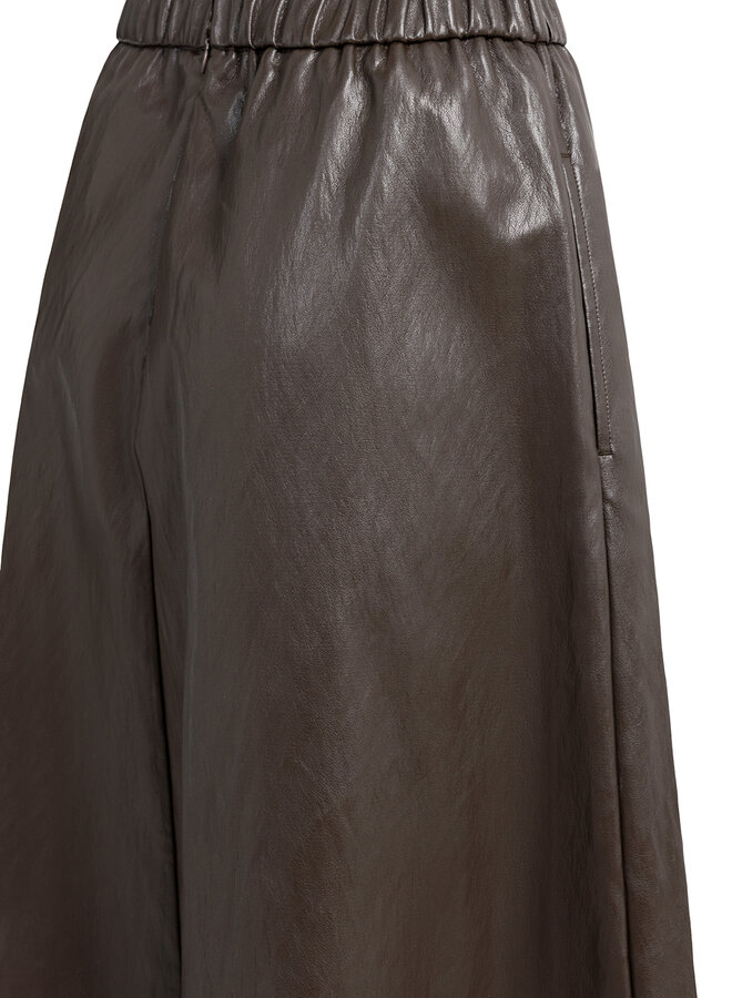 Jupe midi Yaya en cuir vegan brune