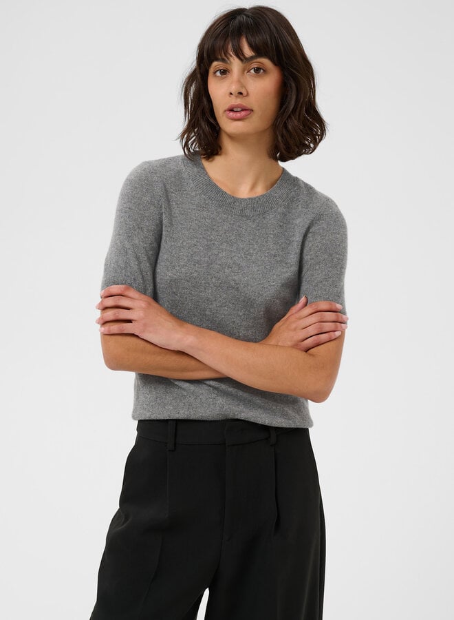 Tricot Part Two Everlotta à manches courtes en cachemire gris mélange