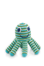 Pebble Green Octopus Knitted Rattle