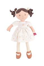 Tikiri Cecilia Brown Hair Doll in Cream Linen Dress, 17"