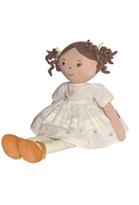 Tikiri Cecilia Brown Hair Doll in Cream Linen Dress, 17"