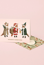 "Season's Greetings" Santa Foxes Card