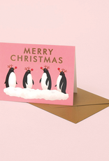 "Merry Christmas" Dressed Up Penguins Card