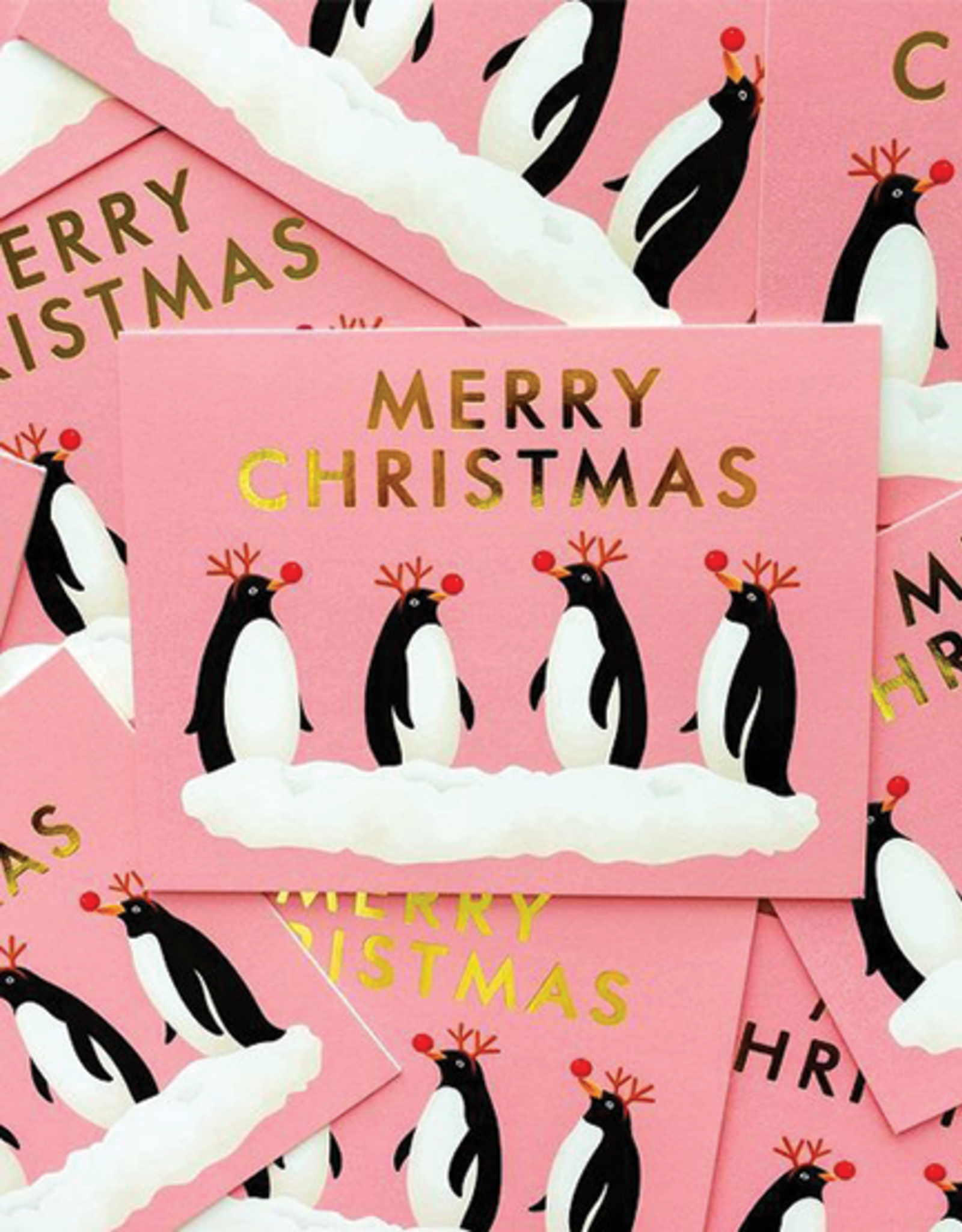 "Merry Christmas" Dressed Up Penguins Card