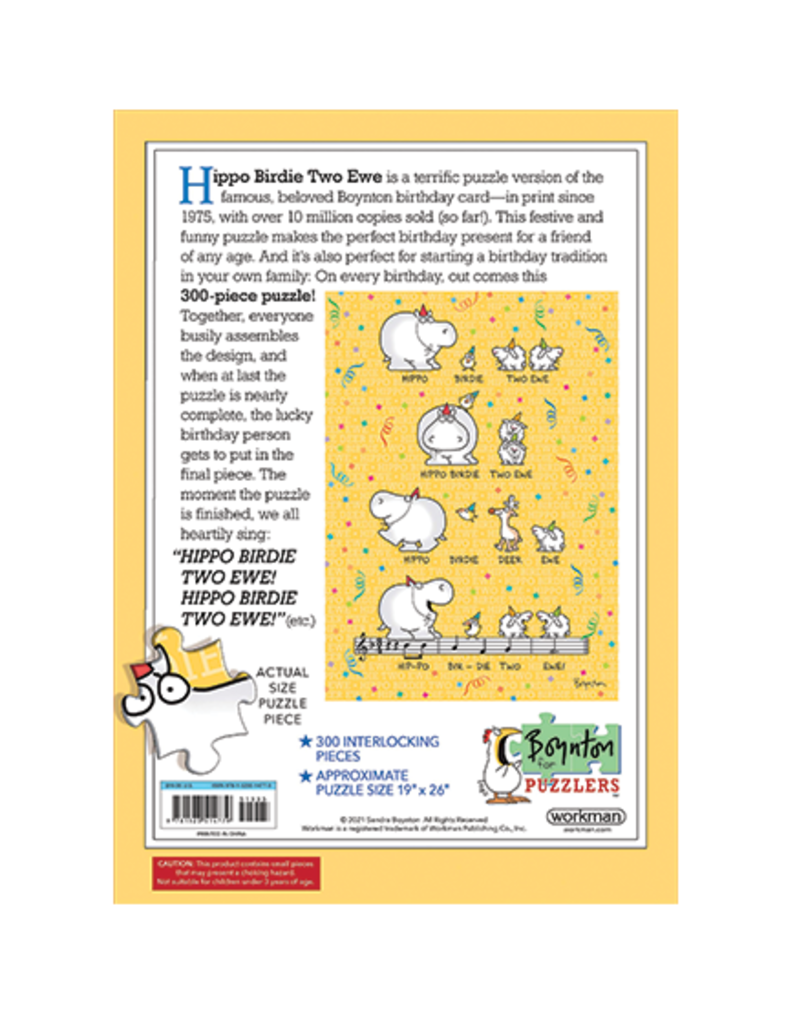 Workman Publishing Hippo Birdie Two Ewe: Sandra Boynton, 300 Piece Puzzle