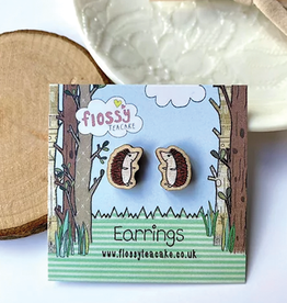 Flossy Teacake Hedgehog Wooden Earrings