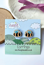 Flossy Teacake Bee Wooden Earrings