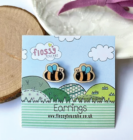 Flossy Teacake Bee Wooden Earrings