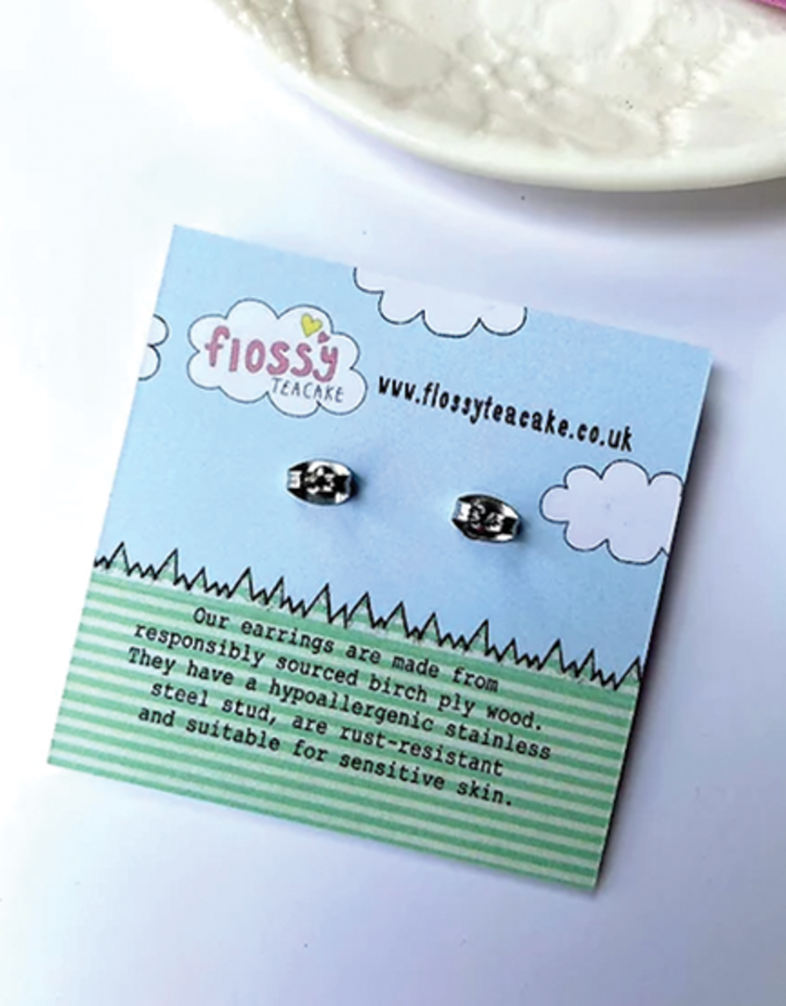 Flossy Teacake Bee Wooden Earrings