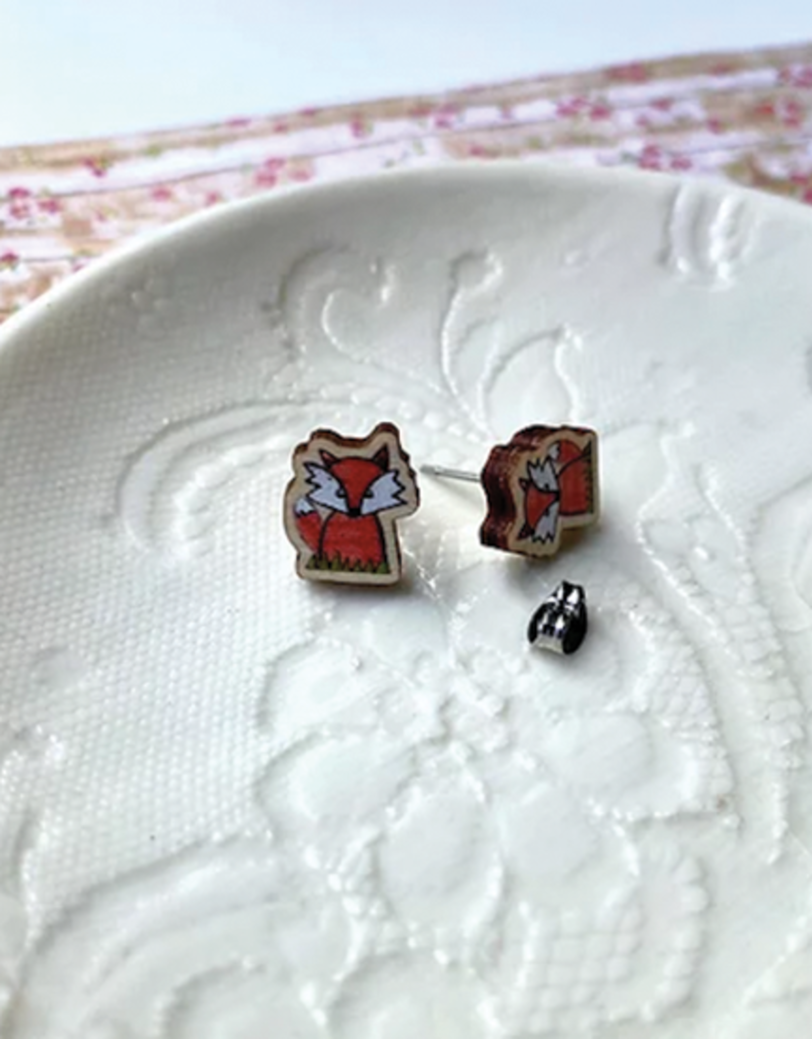 Flossy Teacake Fox Wooden Earrings