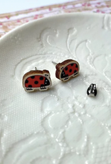 Flossy Teacake Ladybug Wooden Earrings