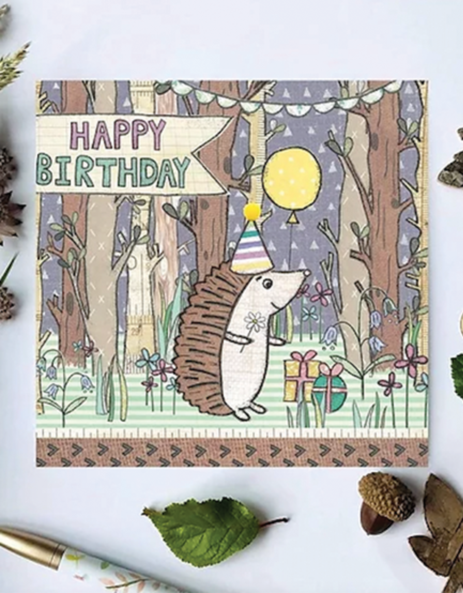 Flossy Teacake Hedgehog Woodland Birthday Card