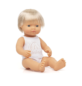 Miniland Baby Doll,  European Boy 15" (Blonde Hair)