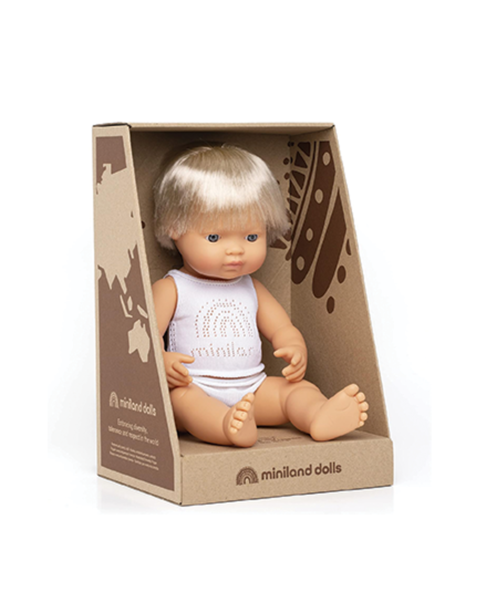 Miniland Baby Doll,  European Boy 15" (Blonde Hair)