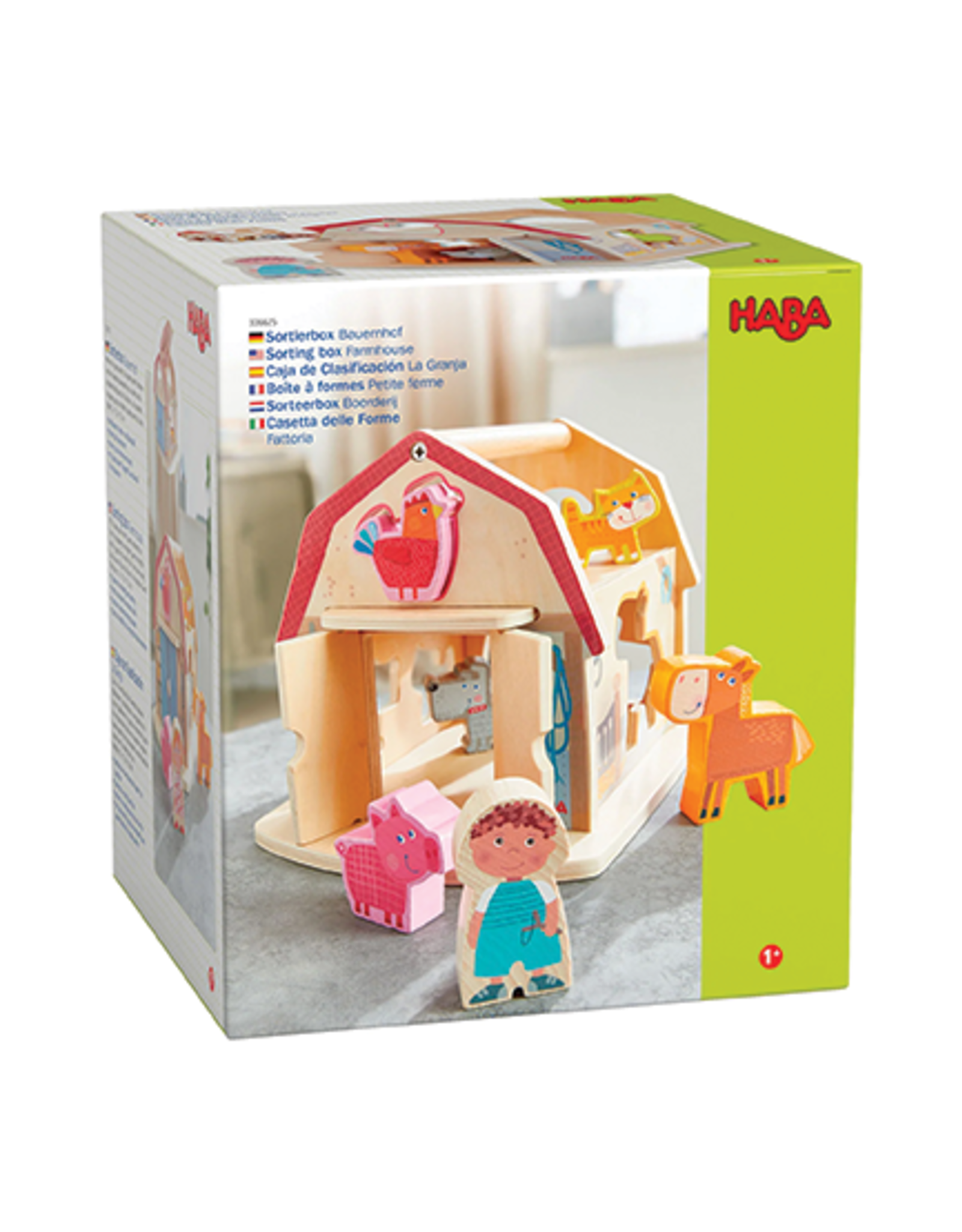 Haba Wooden Book Farm livre éducatif contrastant en bois