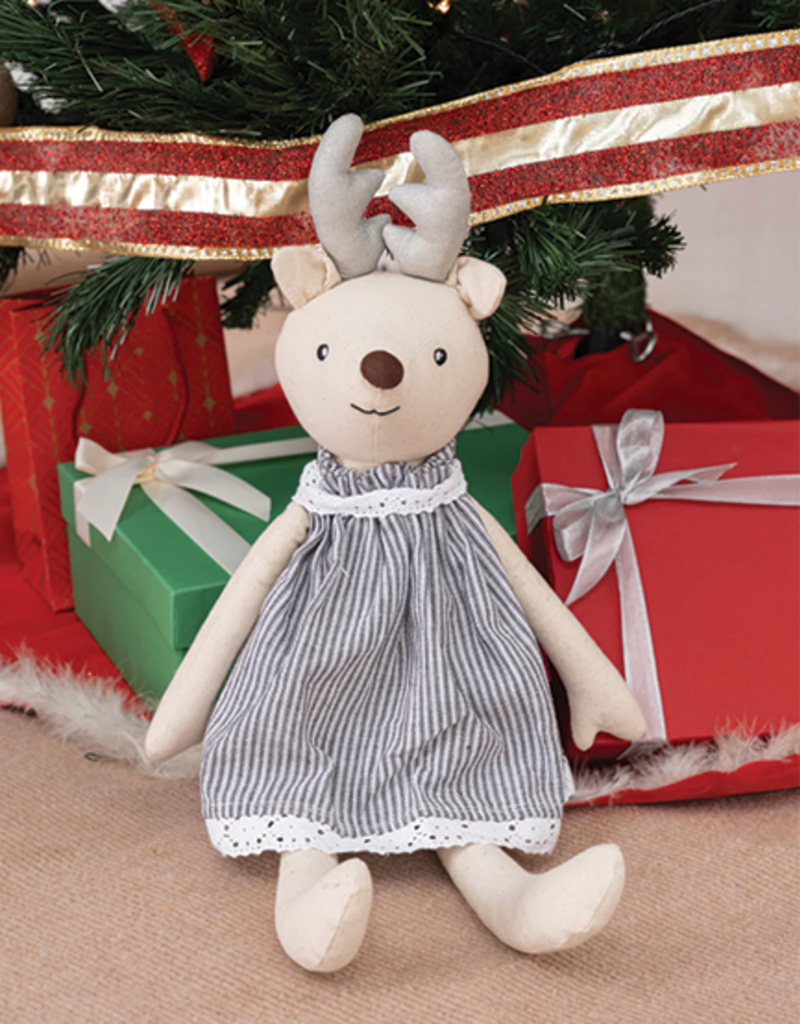 Tikiri White Holiday Reindeer Plush