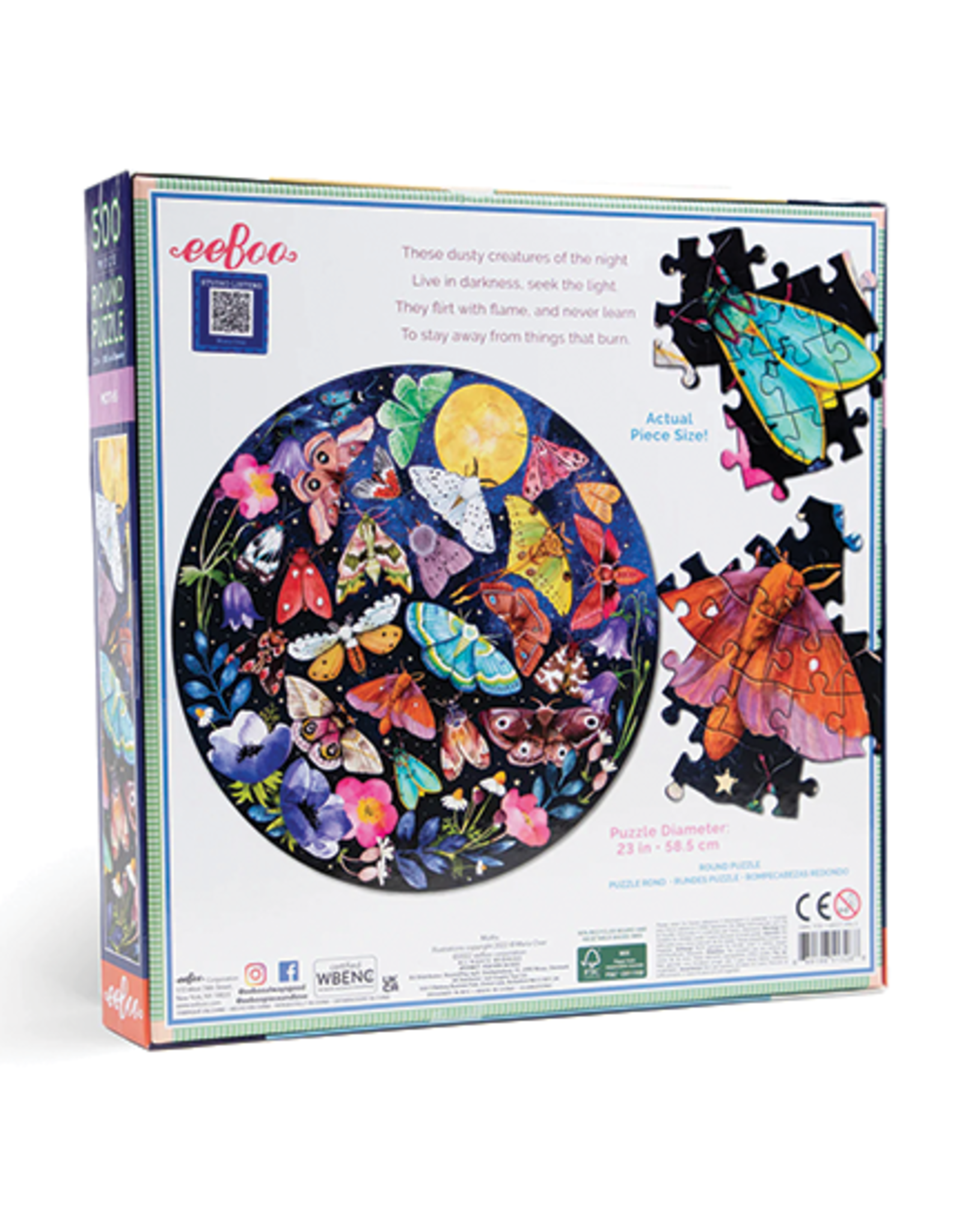 Moths Round 500 Piece Puzzle
