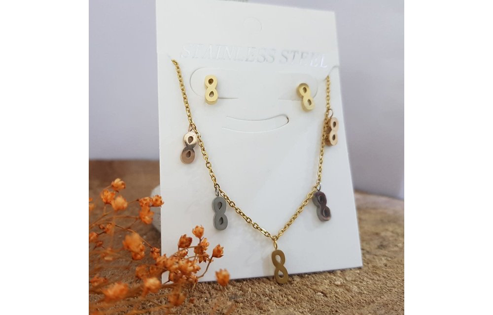 JUEGO COLLAR ARETES ACERO 210000002495
