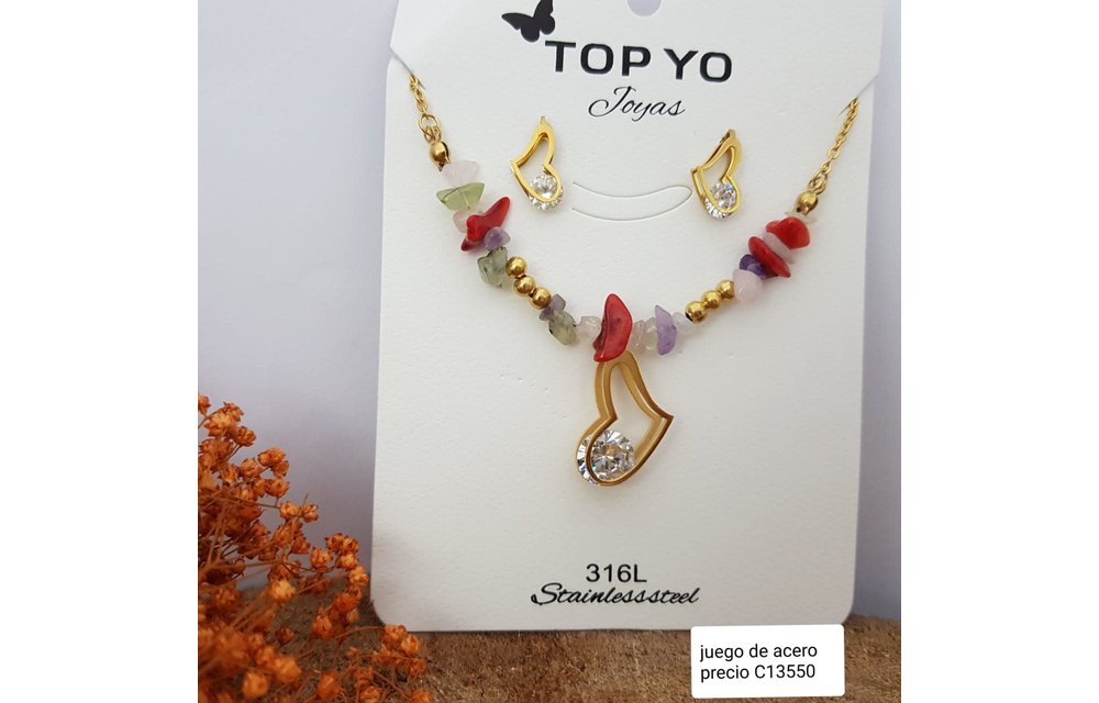 JUEGO COLLAR ARETES ACERO 210000002636
