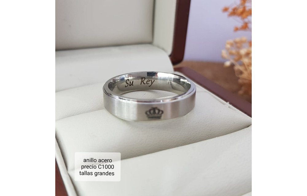 ANILLO MATRIMONIO ACERO SU REY/REYNA PLATEADO