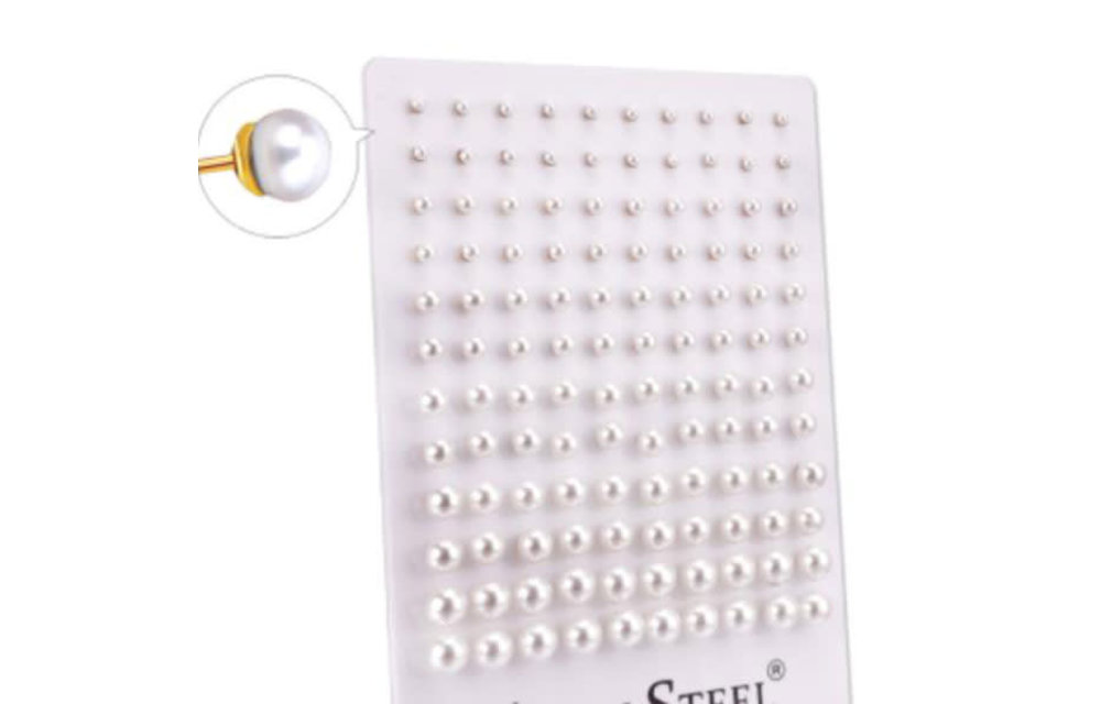 ARETES PERLA ACERO DORADO
