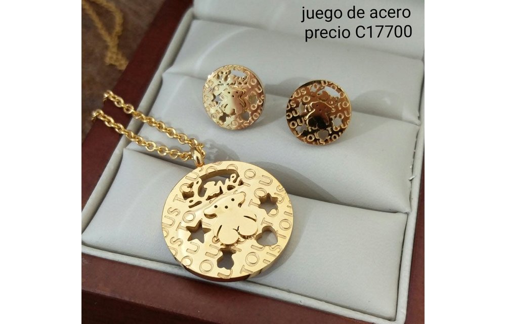 JUEGO DIJE Y ARETES OSO ACERO 210000000071