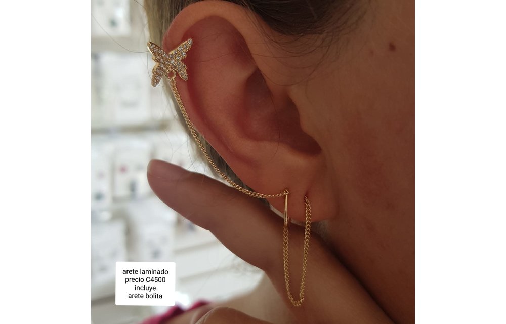ARETES CADENA BAÑO ORO 210000007711