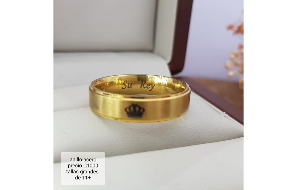 ANILLO MATRIMONIO ACERO SU REY DORADO