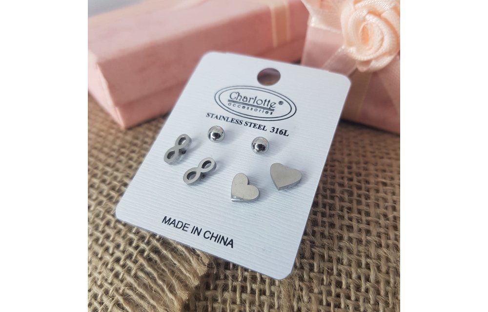 ARETES TRIO FIGURAS ACERO 210000008047