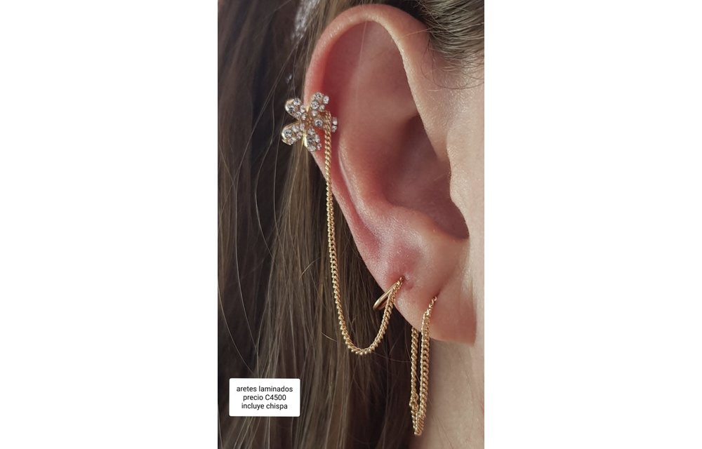 ARETES CADENA BAÑO ORO 210000007729