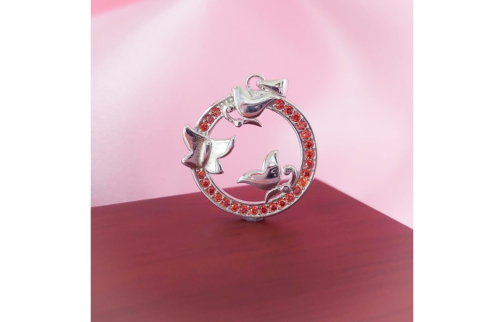 JUEGO ROJO MARIPOSAS PLATA 925