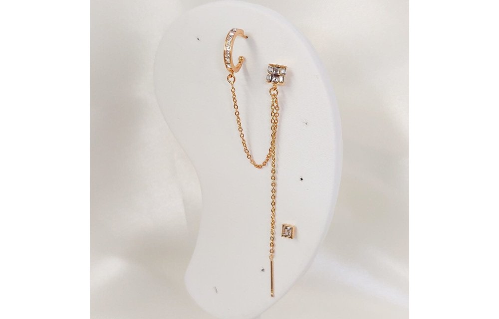 ARETES CADENA BAÑO ORO 210000007727