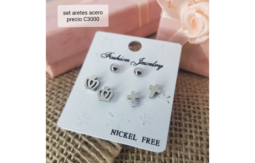 ARETES TRIO FIGURAS ACERO 210000008045
