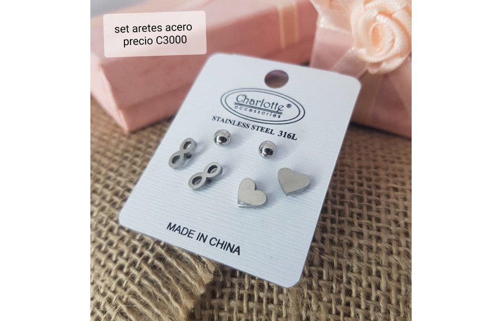 ARETES TRIO FIGURAS ACERO 210000008045
