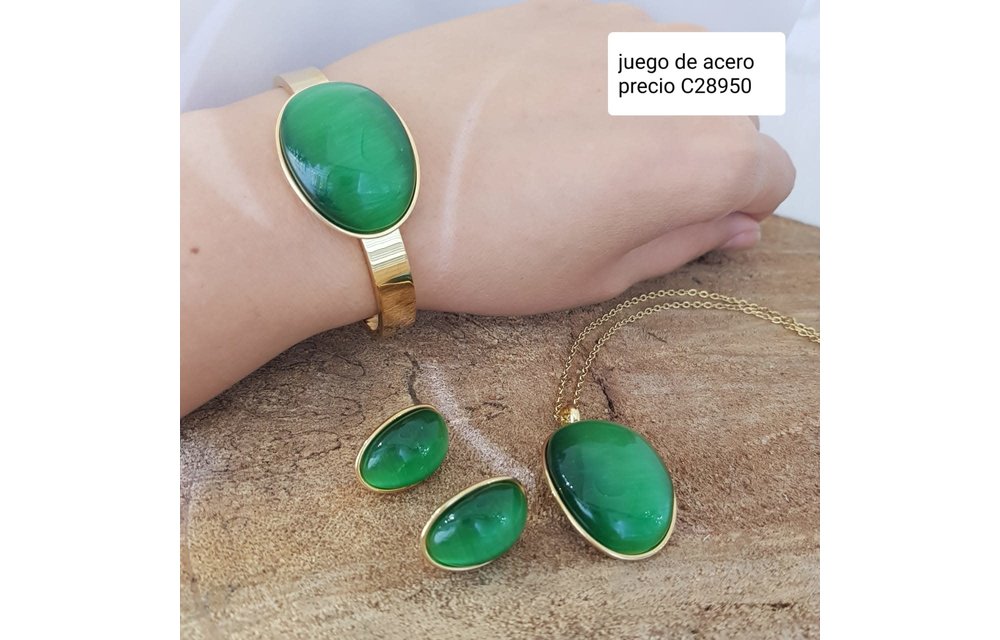 JUEGO ARETES COLLAR PULSERA ACERO 210000005567