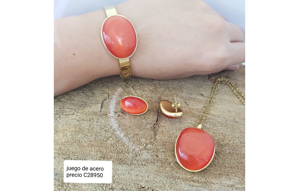 JUEGO ARETES COLLAR PULSERA ACERO 210000005567