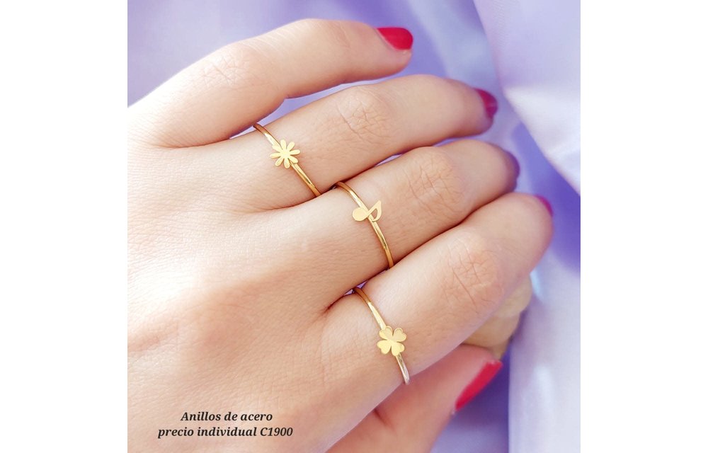 ANILLO DAMA ACERO DELGADO FIGURAS DIF 210000010501