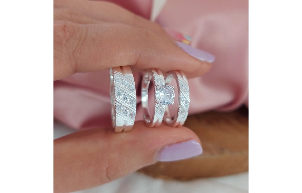 Anillos Trio Matrimonio Plata 925 210000013498