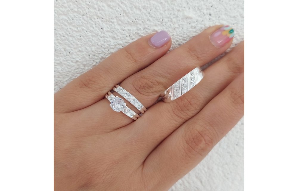 Anillos Trio Matrimonio Plata 925 210000013498