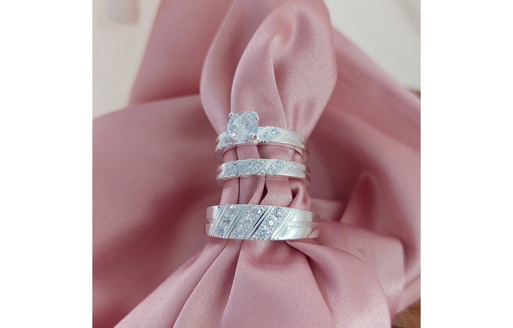 Anillos Trio Matrimonio Plata 925 210000013498