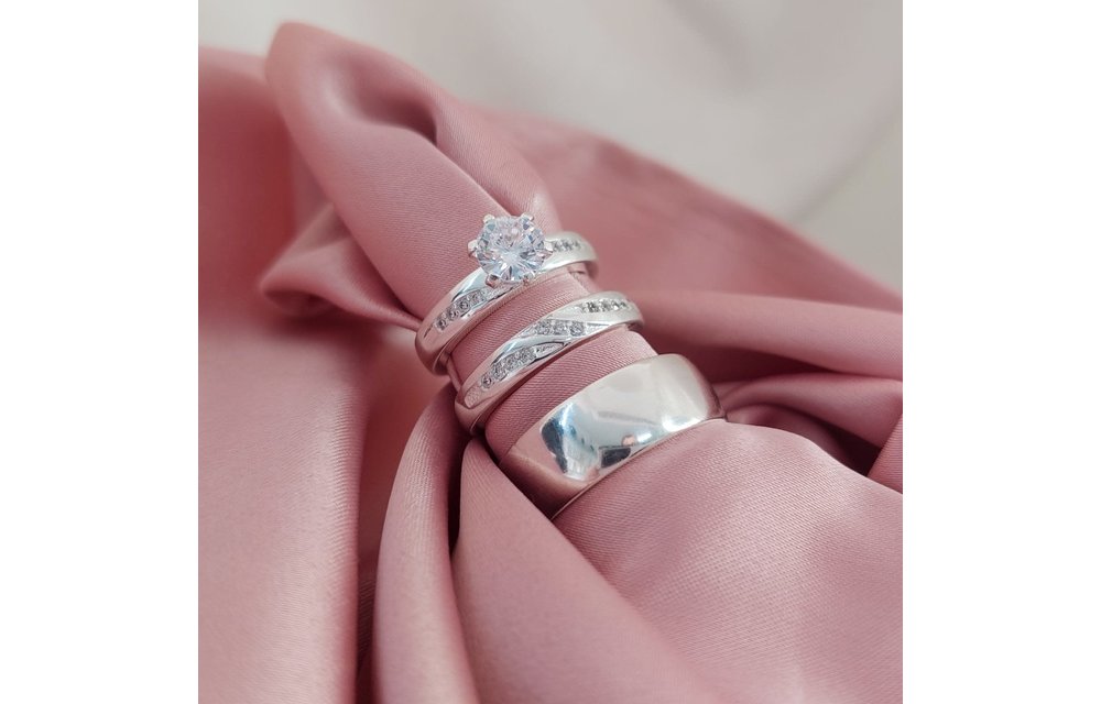 Anillos Trio Matrimonio Plata 925 210000013494