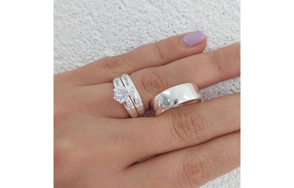 Anillos Trio Matrimonio Plata 925 210000013494