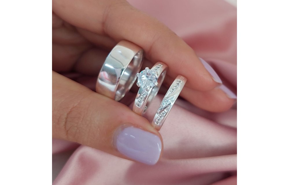 Anillos Trio Matrimonio Plata 925 210000013494