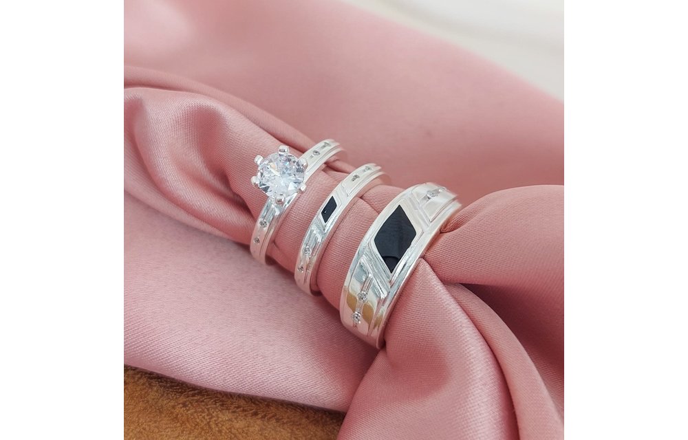 Anillos Trio Matrimonio Plata 925 210000013496